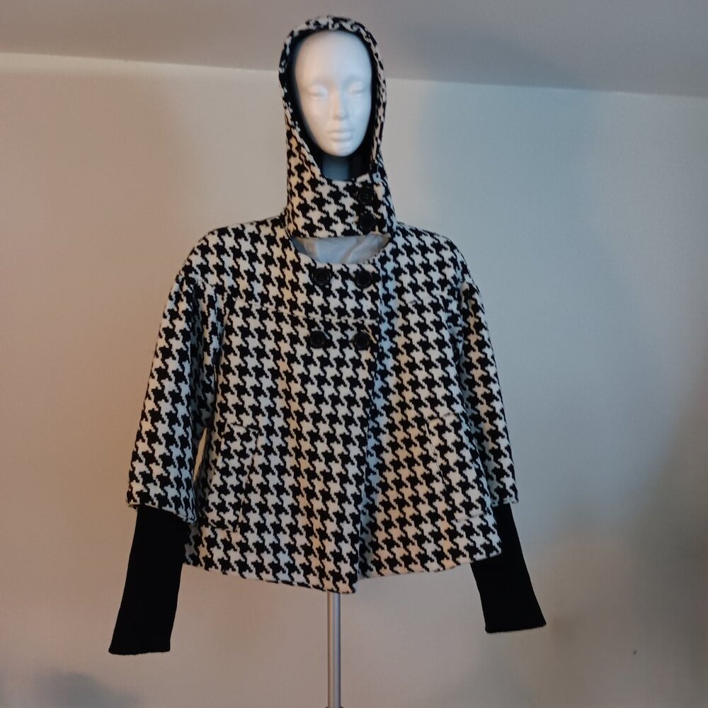Therapy Houndstooth Swing Jacket Black & White Audrey Hepburn Style Women’s M - Picture 15 of 15